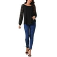 thumbnail image 2 of INSPIRE CHIC Women's Lace Long Sleeve Casual Tops Crewneck Fall Winter Blouses Shirts, 2 of 5