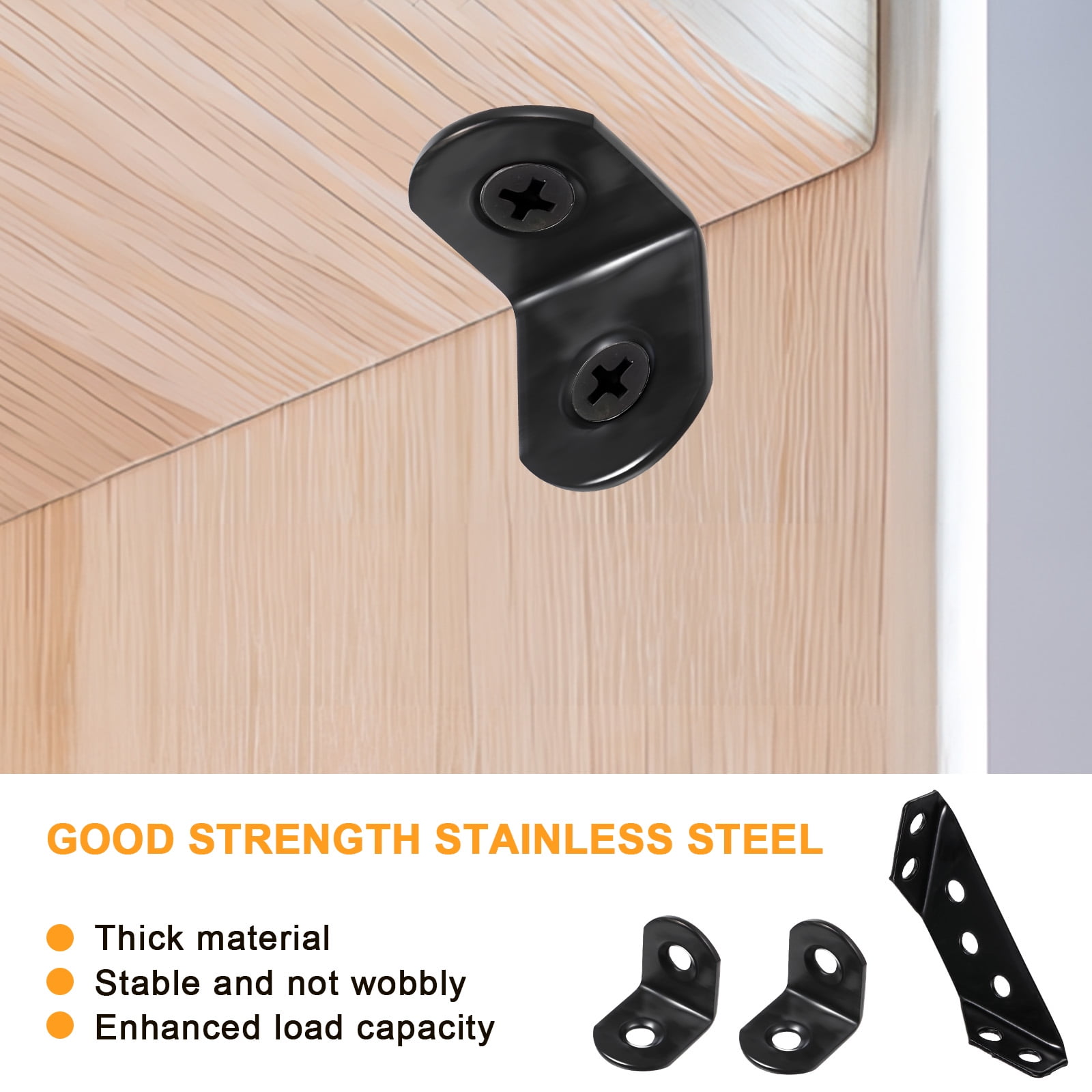 EXHUMKY BERTDOMD Heavy Duty Metal L Brackets for Shelves and Furniture Hardware, Black, 1 Set Support