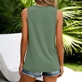 thumbnail image 4 of Fabrcox Women Summer Tank Tops Sleeveless Button Fitted V Neck Tank Tops for Women Wide Strap Breathable Fitness Basic Undershirt for Women Green XL, 4 of 5