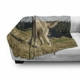 thumbnail image 3 of Alaskan Malamute Soft Flannel Fleece Throw Blanket, Purebred Dog Foggy Mountains Trees Faithful Companion, Cozy Plush for Indoor and Outdoor Use, 70" x 90", Dark Green Pale Brown, by Ambesonne, 3 of 6