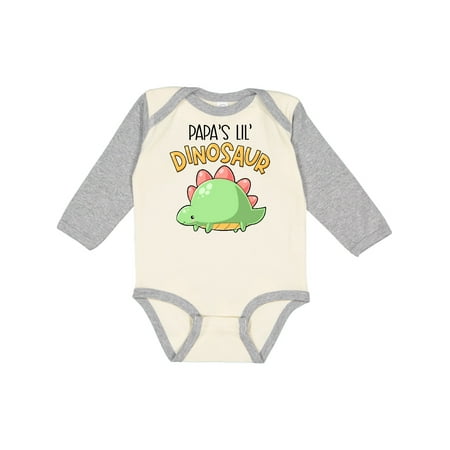 

Inktastic Papa s Lil Dinosaur withCute Stegosaurus Gift Baby Boy or Baby Girl Long Sleeve Bodysuit