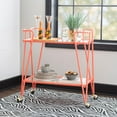 thumbnail image 2 of Linon Lawsonia 2-Tier Mid-Century Mobile Bar Cart with Mirrored Top, 32.5" Tall, 27 lb, Coral, 2 of 16