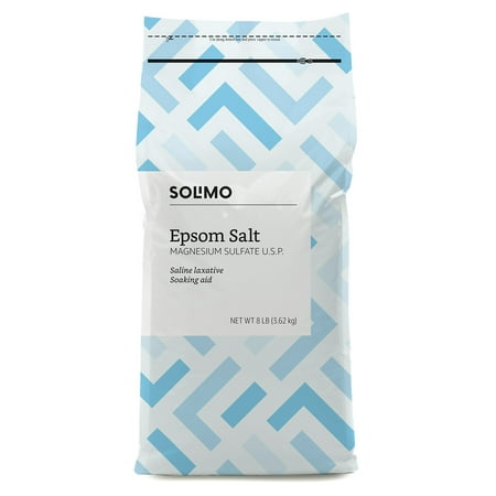 Solimo Epsom Salt Soak, Magnesium Sulfate USP, 8 Pound 8 Pound (Pack of 1)