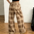 thumbnail image 3 of Spring Pants for Women,Woman Casual Plaid Y2K Pants Goth Baggy Pants Grunge Clothes Pajama Pants Streetwear, 3 of 4