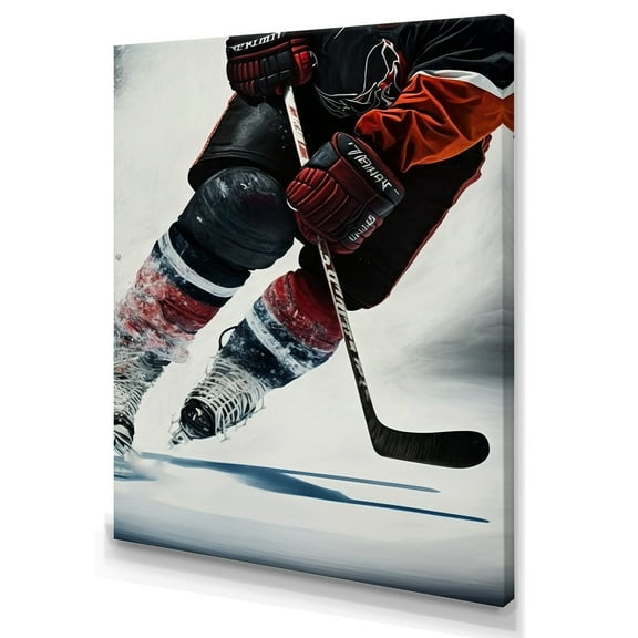 Designart Hockey Player On Ice During Game V Canvas Wall Art