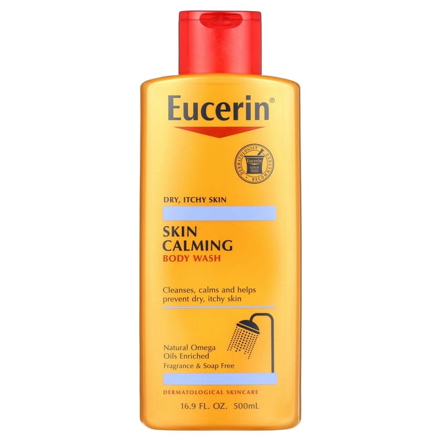 Eucerin Skin Calming Body Wash, gel de baño limpiador suave, 16,9 onzas líquidas. Onz. Botella