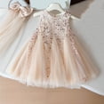 thumbnail image 5 of Zpanxa Girls Dresses, Girl's Sequin Mesh Camisole Dress Pearl Decor Sleeveless Nightgown Princess Dresses Beige 7 Years, 5 of 8