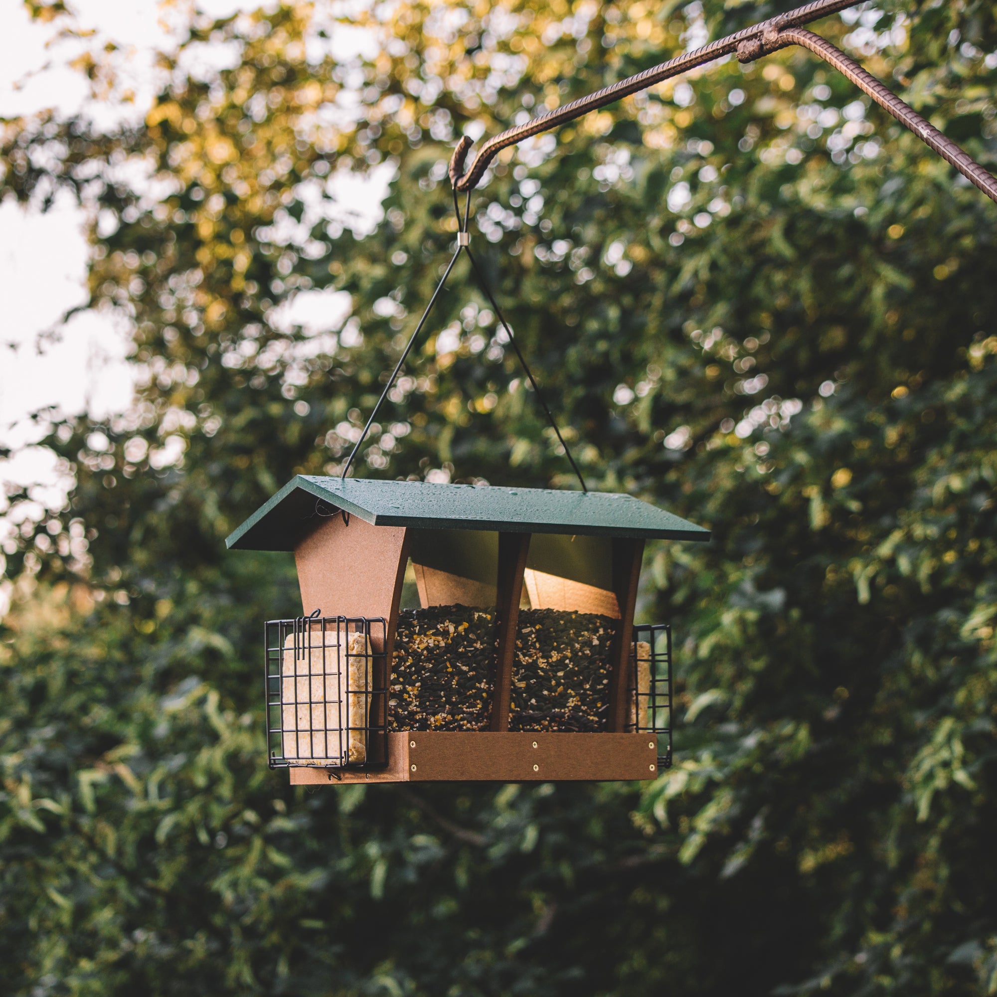 Backyard Expressions REDWOOD Plastic Lumber Bird Feeder w/ Suet Cages