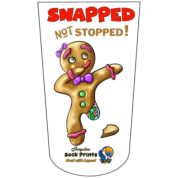 Amputee Sock, gingerbread woman snapped not stopped, 3Ply stump sock