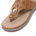 thumbnail image 5 of FAKKDUK Womens Comfortable Walking Flip Flops With Arch Support, Ladies Best Plantar Fasciitis Sandals For Flat Feet Pain Relief, Soft Outdoor Thong Sandals with PU Leather, 8.5&Brown, 5 of 8