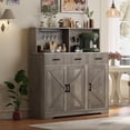 thumbnail image 3 of Garvee Microwave Cabinet with 3 Drawers & Doors, Grey, 3 of 8