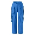 thumbnail image 5 of WTXUE Cargo Pants For Women High Waisted, Scrub Pants 2024 Cargo Pants Woman Relaxed Fit Waisted Zipper Slim Drawstring Waist Pockets, Slacks Pantalones De Mujer, 4-Blue, 5 of 7
