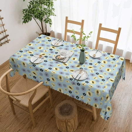 

Tablecloth Cute Bee Seamless Art Table Cloth For Rectangle Tables Waterproof Resistant Picnic Table Covers For Kitchen Dining/Party(54x72in)