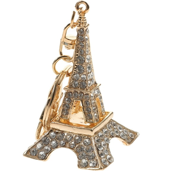 HINTRMENT 1Pack Eiffel Tower Keychain Golden Alloy Rhinestones Tour Souvenirs Vintage Decoration