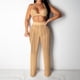 thumbnail image 2 of Traje De Punto Ahuecado para Mujer, Sujetador Triangular con Cuello Halter, Pantalones Largos, Conjunto De Malla Informal Elegante Y Picante para Festival De Música, Vacaciones, Marrón S, 2 of 5