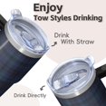 thumbnail image 4 of 20oz Stainless Steel Insulated Tumbler with Handle and Straw, Geometric Texture Double Wall Travel Mug Leak-Proof Lid, 4 of 5