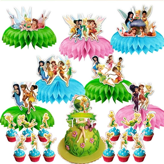 Tinkerbell Tinker Bell Party Decor Supplies Honeycomb Centerpieces Table Toppers Cake Toppers Decorations for Birthday