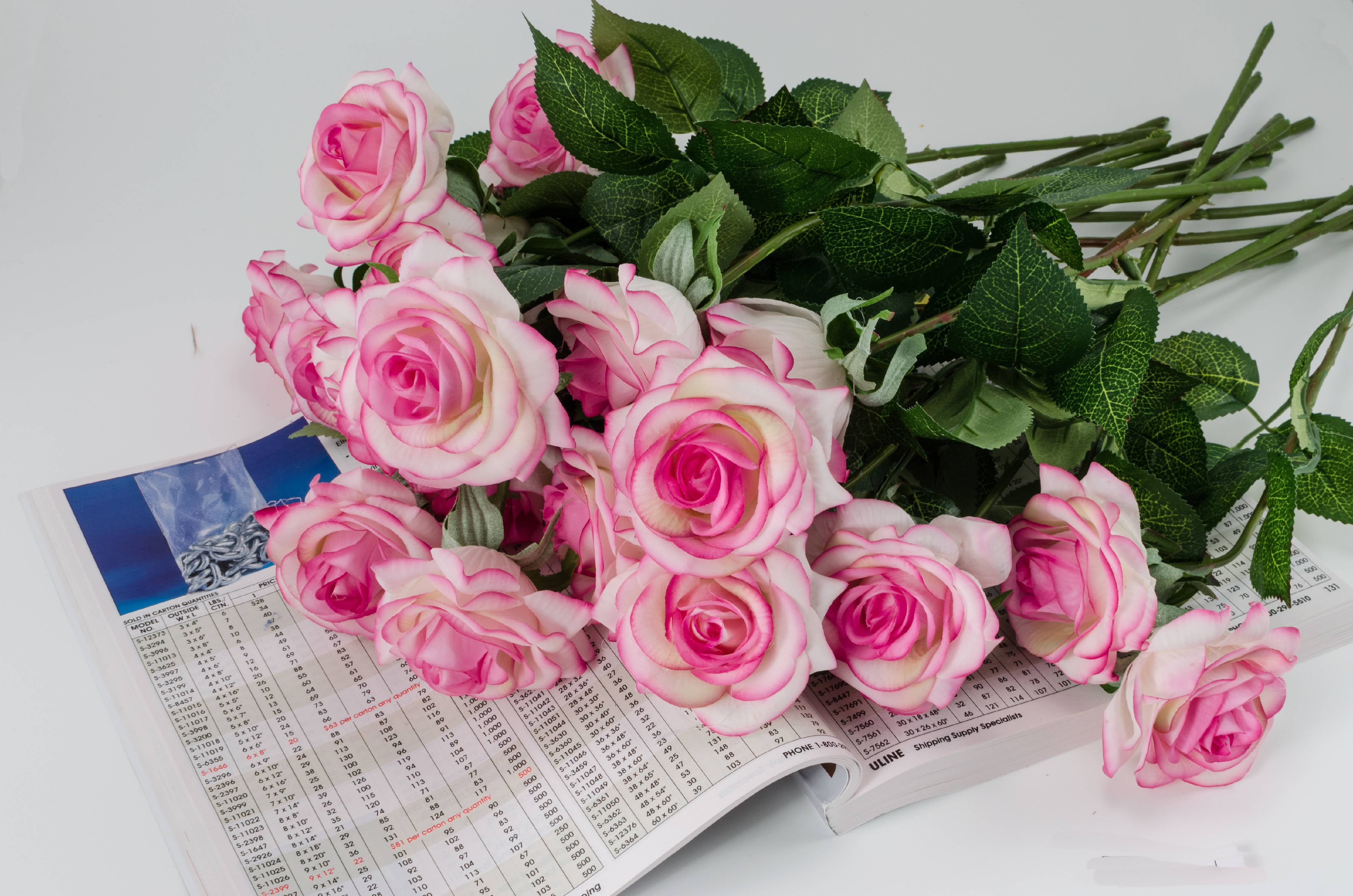 Real Touch gardenia Pink Artificial Silk Flower Red Wedding Bouquet Home Decor