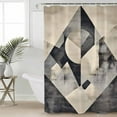 thumbnail image 2 of 72x78 Inch Shower Curtain Black Beige Bathroom Decor Waterproof Fabric Bathtub Bath Curtains Decorative Geometric Abstract Art Rhombus Extra Long Shower Curtain Set with Hooks, 2 of 6