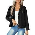 thumbnail image 1 of SAYOO Chaqueta de manga larga para mujer, abrigo ajustado con cuello vuelto y botones de color liso, prendas de vestir exteriores informales de estilo callejero simple SAYOO  S M L XL, 1 of 8
