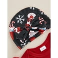 thumbnail image 6 of Elippeo Baby Girls Christmas Outfits Elk Print Long Sleeves Romper and Elastic Flared Pants Headband Hat Set 4 Piece Clothes 3 6 9 12 Months, 6 of 9