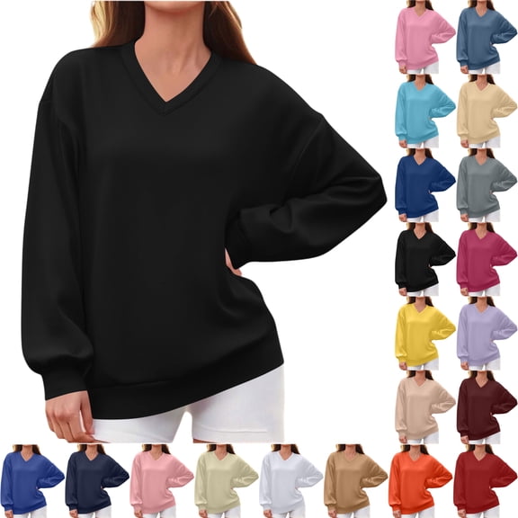 Sweatshirts for Women Crewneck Long Sleeve Oversized Pullover Tops Casual Fall Outfits Solid Loose Sweatshirt Blouse