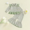 thumbnail image 2 of yboeqw Toddler Girls Clothing 2 Piece Stripe Print Long Sleeve Ruffle Shirt Top Wide Leg Pants Sets Fall Winter Outfits,Size 18-24 Months, 2 of 5