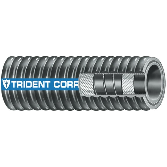 Trident Flex Corrugated Hardwall Wet Exhaust Marine Hose with 60# Working Pressure