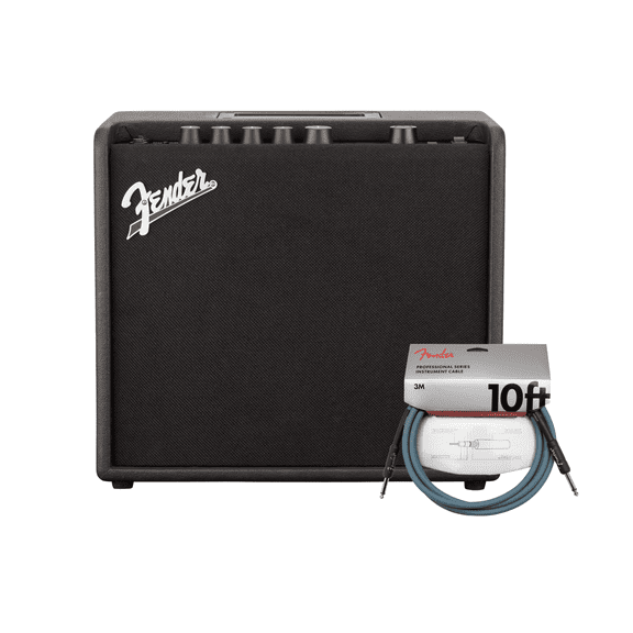 Fender Mustang LT25 120V 25-watt Guitar Combo Amplifier Bundle with 10-Feet Professional Instrument Cable