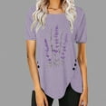 thumbnail image 2 of PVCS Womens Tops Clearance Under $5 Women's Casual Round Neck Casual Button Printed Short Sleeve Blouse Short Sleeve Round Neck Blouse/Shirt, 2 of 5