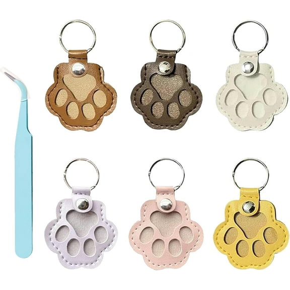 6-piece pet hair storage keychain in the shape of a dog or cat paw, serves as a keepsake and memorial gift, can be attached to bags or purses.
