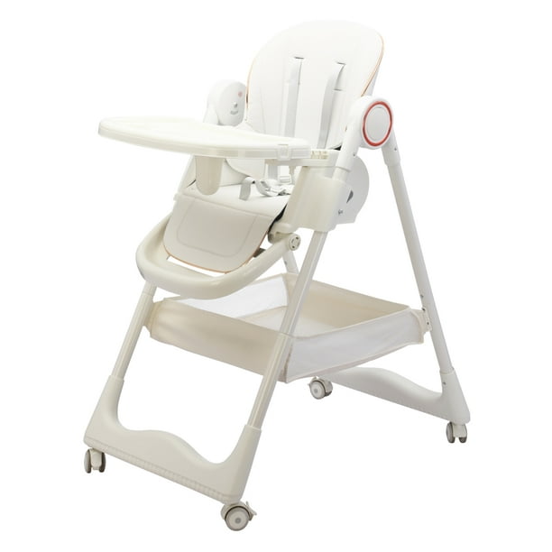 Silla Alta para Bebé con Arnés de 5 Puntos y Bandeja Extraíble – Periquera Segura y Cómoda (BLANCA))