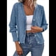 thumbnail image 2 of Cárdigan con Botones y Ribete de Perlas para Mujer, Suéter de Punto con Cuello en V y Larga, Moderno y Versátil. Azul L, 2 of 8