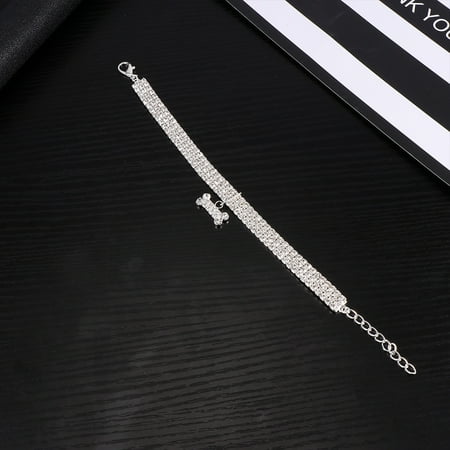 Uonlytech Dog Charms for Collar White Chain Shining Rhinestone Design Suitable for Pet Dog 1Set
