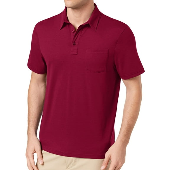 Club Room Mens Pocket Polo Shirt, Red, Small