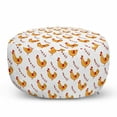 thumbnail image 1 of Hen Pouf Cover with Zipper, Continuous Pattern of Doodle Chicken and Leafy Branch, Soft Decorative Fabric Unstuffed Case, 30" W X 17.3" L, Orange Dark Pink, by Ambesonne, 1 of 5