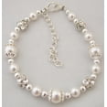 thumbnail image 4 of Flower Girl Jewelry Bracelet White Pearls and Silver Beads, Wedding Jewelry (BRFW), 4 of 5