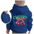 thumbnail image 3 of SonxaHe Little Girls' Hooded Sweatshirts Long Sleeve Cherry Prints Oversized Soft Comfy Pullover Hoodie Blue,Sized 5-6, 3 of 4