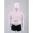 thumbnail image 2 of TiaoBug Kids Girls Gymnastics Tracksuit Crop Hoodies Tank Dance Top Athletic Shorts 3 Piece Sets Pink 8, 2 of 7