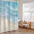 thumbnail image 6 of Ocean Beach Shower Curtains for Bathroom, Gradient Light Blue Ocean Waves Beige Beach Washable Fabric Shower Curtain with Hooks Waterproof Bathroom Decor Sets, 72 x 78 Inches, 6 of 9