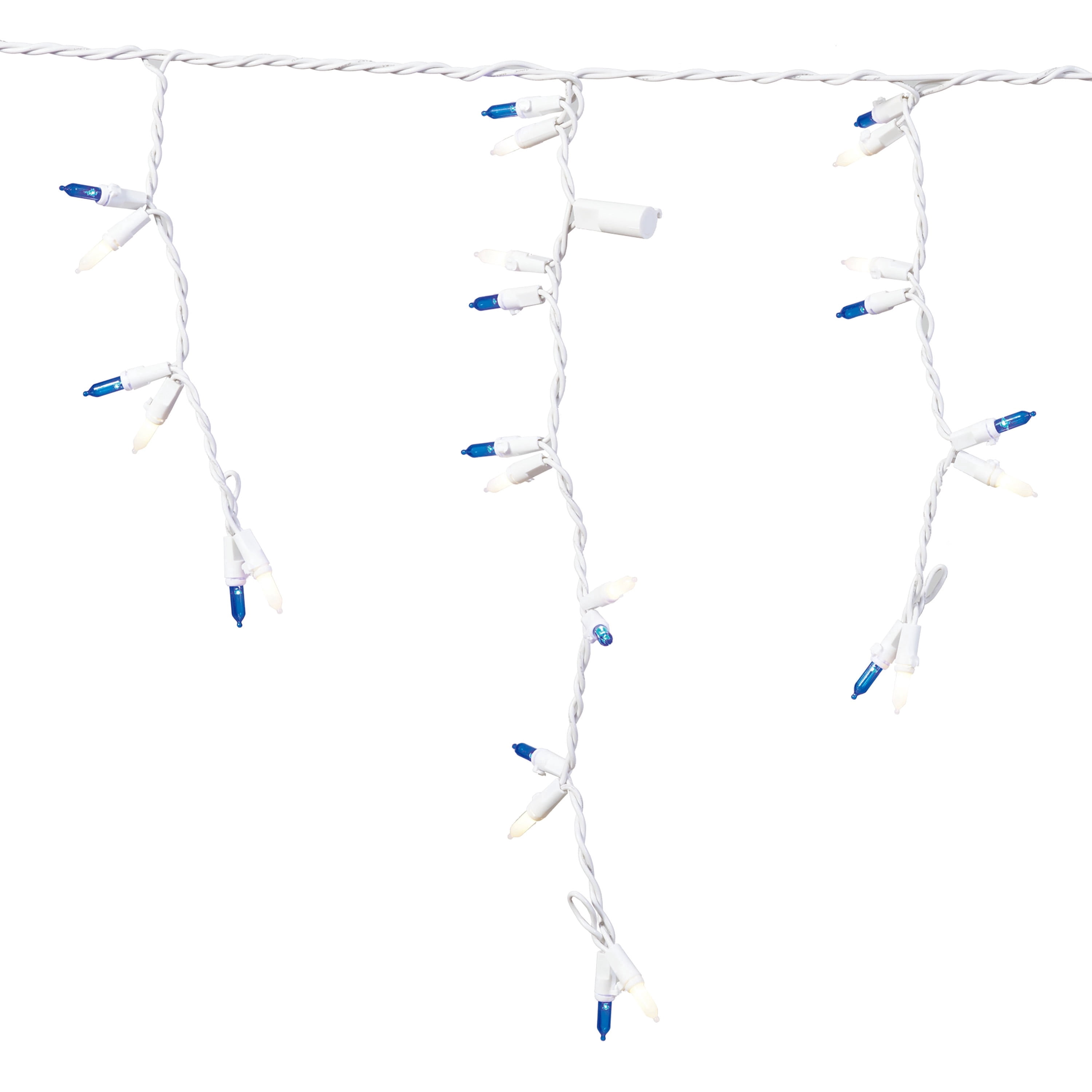 Indoor/Outdoor 200-Count LED Twin-Cicle Christmas Icicle Lights, Frost White and Blue, White Wire, 9', by Holiday Time