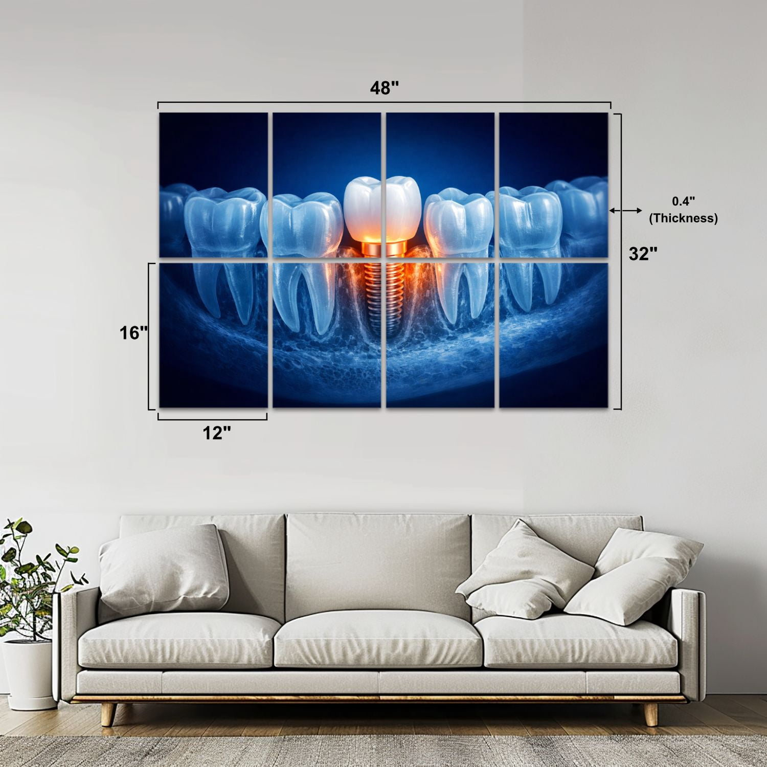 Medical 8 Pack Art Acoustic Panels Sound Absorbing Dental Implant Tooth Surgical Decorative Soundproof Wall Panels Self Adhesive for Classroom Hospital 48"x32"