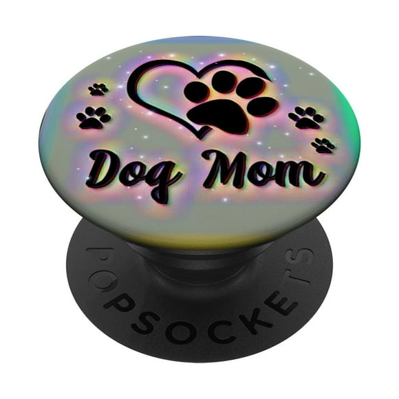 Dog Mom PopSockets adhesivo PopGrip negro arcoíris