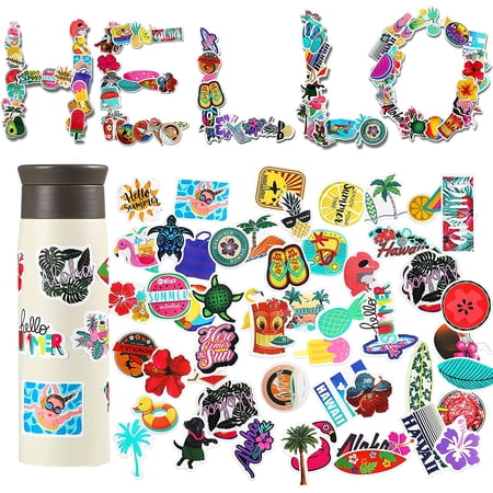 HTWW 100 Pieces Hawaii Stickers Waterproof Vinyl Decal Beach Vacation ...