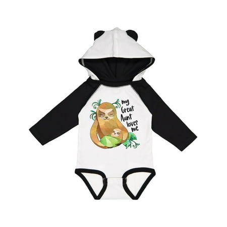 

Inktastic My Great Aunt Loves Me Cute Sloth and Baby Gift Baby Boy or Baby Girl Long Sleeve Bodysuit