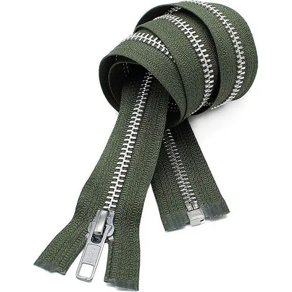 26" Jacket Zipper, YKK #5 Aluminum Metal ~ Medium Weight ~ Separating ~ 567 Olive Green (1 Zipper/Pack)