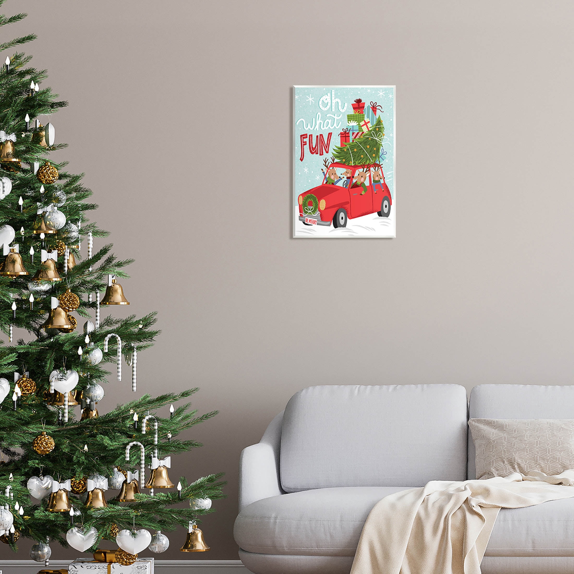 Stupell Industries Oh What Fun Holiday Car Graphic Art Unframed Art Print Wall Art, Design by Arrolynn Weiderhold