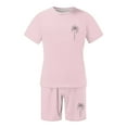 thumbnail image 4 of Men'S Tracksuits 2 Piece Shorts Set Oversized Short Sleeve Round Neck Drawstring Summer Shorts Sets Summer Men Retro Set (Pink,5XL), 4 of 5