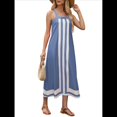 thumbnail image 2 of Vestido Bohemio Floral para Mujer, Vestido Informal de Verano con Bloques de Color. Azul XL, 2 of 8