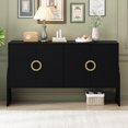 thumbnail image 2 of Sideboard Buffet Cabinet, 4 Door Storage Cabinet with Curved Leg Design, Metal Handles and 3 Adjustable Shelves, 2 of 8